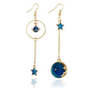 Celestial Planet & Stars Dangle Earrings